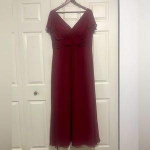 Deep red chiffon bridesmaids dress. US size 14